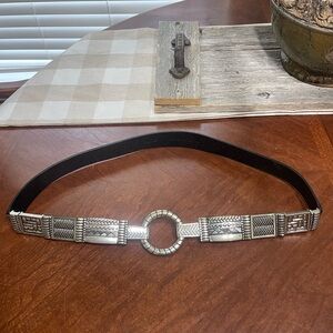 Chicos leather belt with silver hook buckle stretch